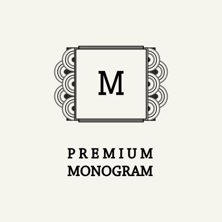 Stylish  graceful monogram , Elegant line art icon design in Art Nouveau styleのイラスト素材