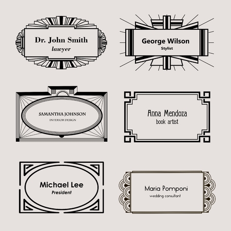 Beautiful blank frames for business cards, monograms, in Art Nouveau, modern styleのイラスト素材
