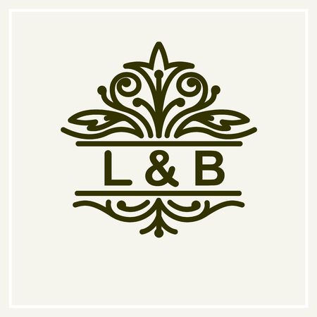 Stylish and graceful floral monogram design , line art iconのイラスト素材