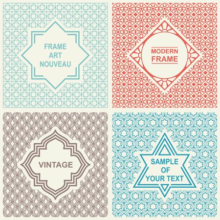 Vintage Set.  Templates icon, Labels and Badges on  Backgroundsのイラスト素材