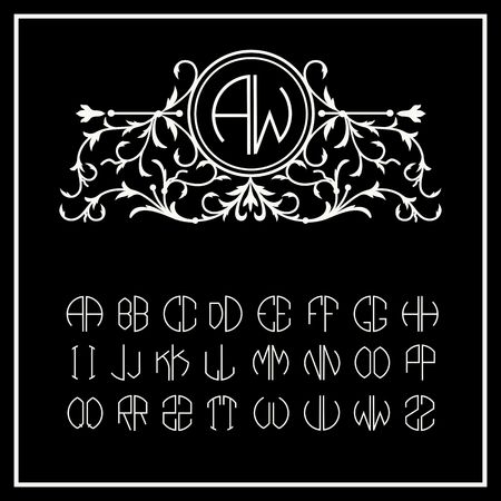 Monogram , Elegant line art icon design in Victorian Styleのイラスト素材