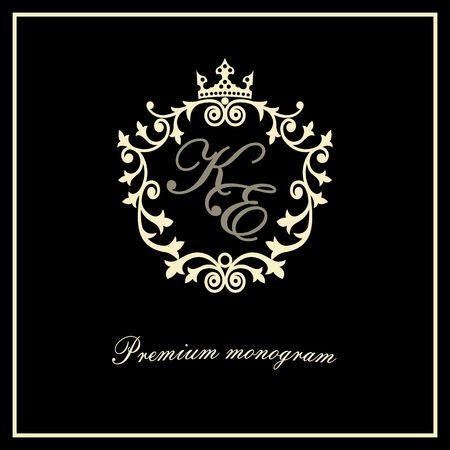 Stylish  graceful monogram ,  line art icon  in Victorian Styleのイラスト素材