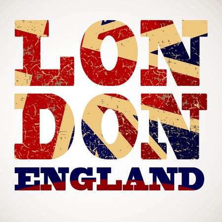 Flag of Great Britain , London city typography, t-shirt graphicsのイラスト素材