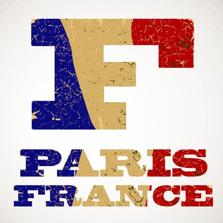 Vintage lettering F and France flag ,のイラスト素材
