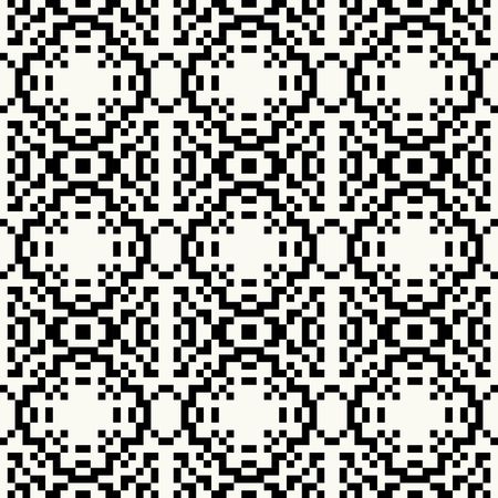 Trendy hipster Black and white pixel seamless pattern with american indian motifs in black and white...