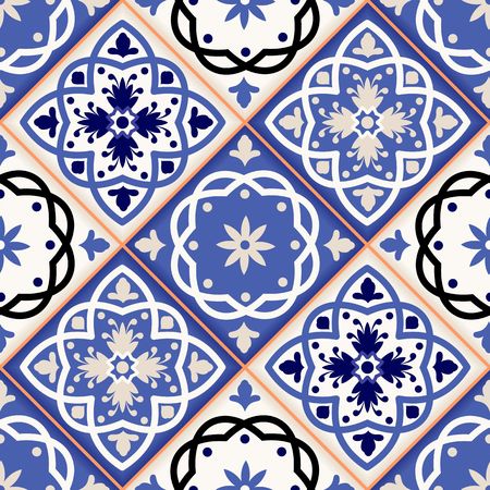 Gorgeous seamless patchwork pattern from colorful Moroccan tiles, ornaments. Can be used for...