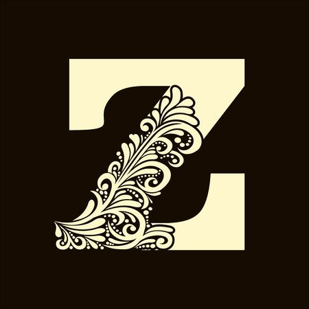 Elegant capital letter Z in the style of the Baroque. To use monograms, logos, emblems and initials.のイラスト素材