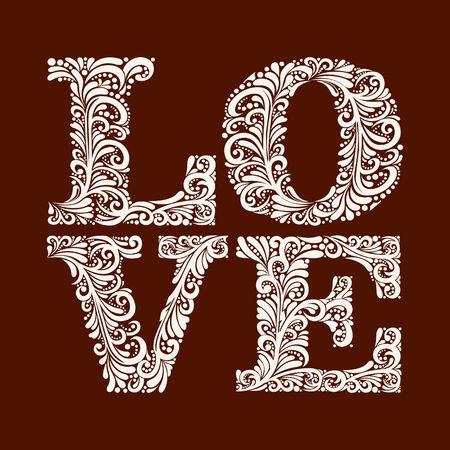 Template word love in an elegant Baroque styleのイラスト素材