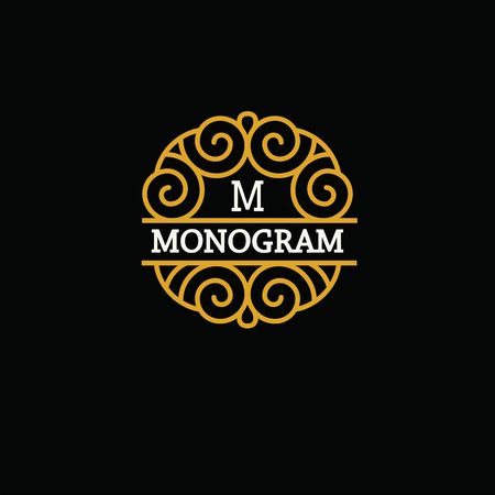 Elegant Line Art Logo and Monogram Design, vector template.のイラスト素材