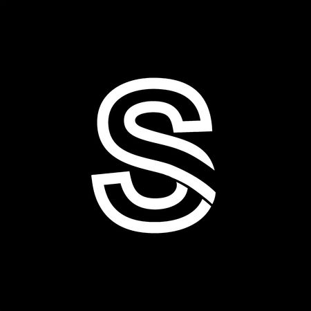 Capital letter S. From the white interwoven strips on a black background. Template for emblem, logos and monograms.のイラスト素材