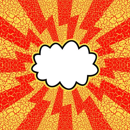 Vintage, cracked background. Pop art, comic style. Cloud with ray.のイラスト素材