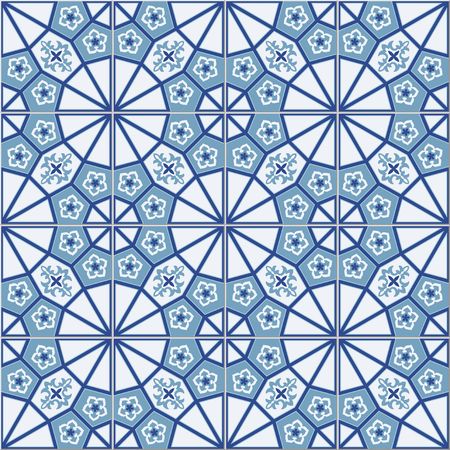 Gorgeous seamless  pattern  white Turkish, Moroccan, Portuguese  tiles, Azulejo, Arabic ornament. Islamic art.   Can be used for wallpaper, pattern fills, web page background,surface textures.のイラスト素材