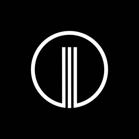 I capital letter made of of three white stripes enclosed in a circle . Overlapping with shadows monogram, , emblem. Trendy design.のイラスト素材