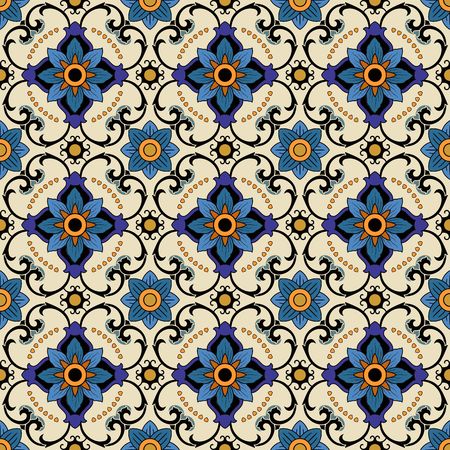Vector seamless pattern. Colorful ethnic ornament. Arabesque style. Islamic art.のイラスト素材