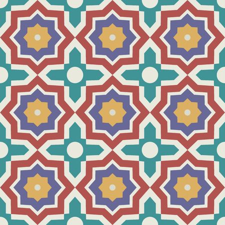 Vector seamless pattern. Colorful ethnic ornament. Arabesque style. Islamic art.のイラスト素材