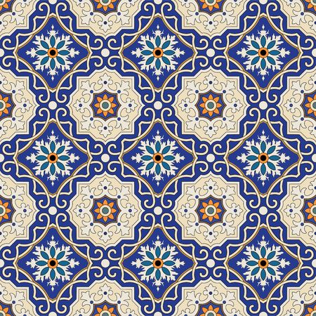 Vector seamless pattern. Colorful ethnic ornament. Arabesque style. Islamic art.のイラスト素材