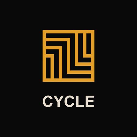 Modern template monogram, emblem, logo. Symbol of stripes and arrows symbolizing the development, cyclicity, stability.のイラスト素材