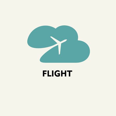 Silhouette of flying plane in the cloud. ?emplate for logo, emblem.のイラスト素材