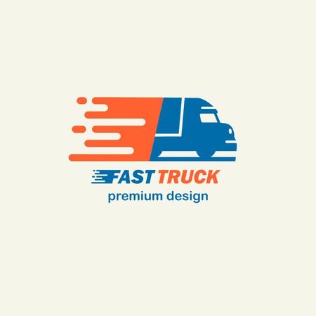 Fast Truck. The template for logos, icons of modern lorry. Editable EPS format design element, arts and crafts concept.のイラスト素材