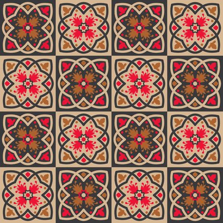 Gorgeous seamless pattern from colorful floral Moroccan, Portuguese tiles, Azulejo, ornaments. Can be used for wallpaper, pattern fills, web page background,surface textures.のイラスト素材