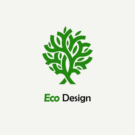 Abstract green tree. Template for creating logos, emblems, monograms.. Plant, nature and ecologyのイラスト素材