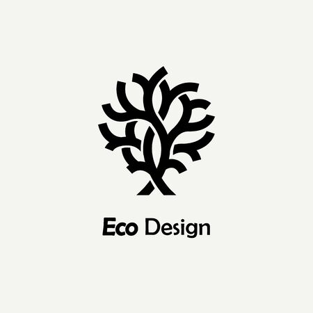 Abstract monochrome tree. Template for creating logos, emblems, monograms.. Plant, nature and ecologyのイラスト素材