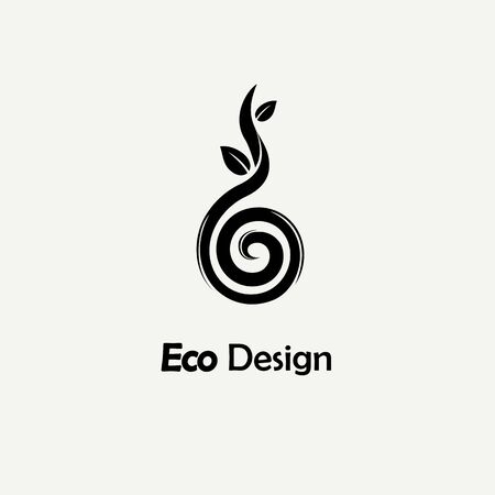 Symbolic sprout tree spiral. Template for creating logos, emblems, monograms. Plant, nature and ecologyのイラスト素材