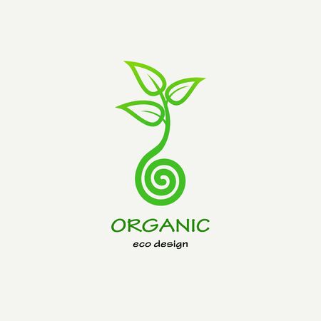 Symbolic sprout tree spiral. Template for creating logos, emblems, monograms. Plant, nature and ecologyのイラスト素材