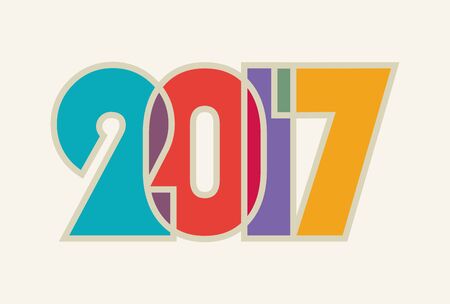 2017, HAPPY NEW YEAR ! Cheerful and beautiful inscription of color overlapping letters.のイラスト素材