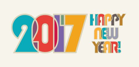 2017, HAPPY NEW YEAR ! Cheerful and beautiful inscription of color overlapping letters.のイラスト素材