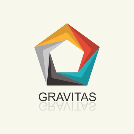 Colored volumetric Pentagon Abstract Icon.