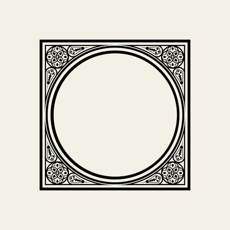 Elegant frame in Victorian style. The circle inscribed in a square.の写真素材