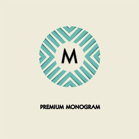 Modern monogram, emblem, . Ring of the parallel strips swirling, symbolizing the cyclical, developmentのイラスト素材