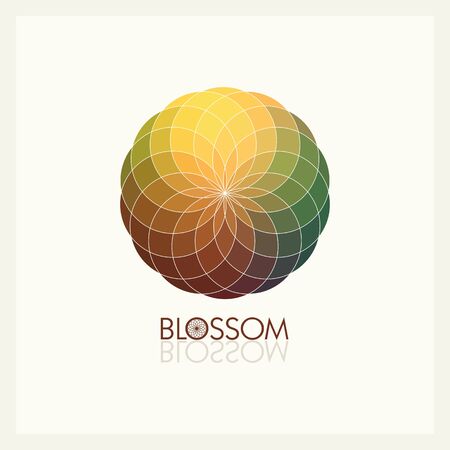 Geometric flower in fashionable colors. Template for the logo, emblem.のイラスト素材