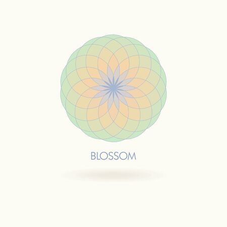 Geometric flower in fashionable colors. Template for the logo, emblem.の写真素材