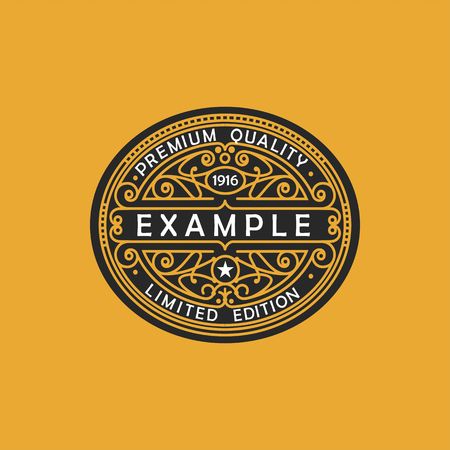 Modern emblem, badge, monogram template. Luxury elegant frame ornament line logo design vector illustration. Good for Royal sign, Restaurant, Boutique, Cafe, Hotel, Heraldic, Jewelry, Fashionのイラスト素材