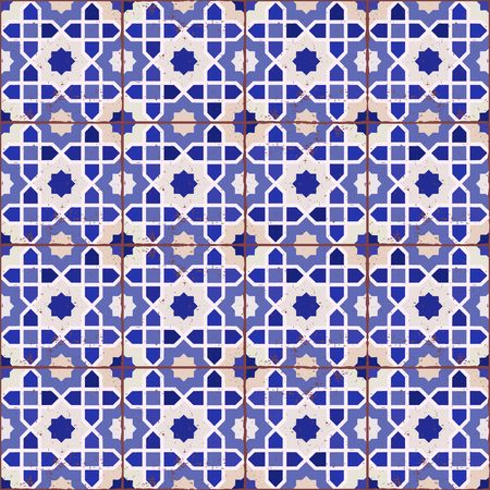 Islamic geometric seamless pattern, background in shades of blue, indigoの写真素材