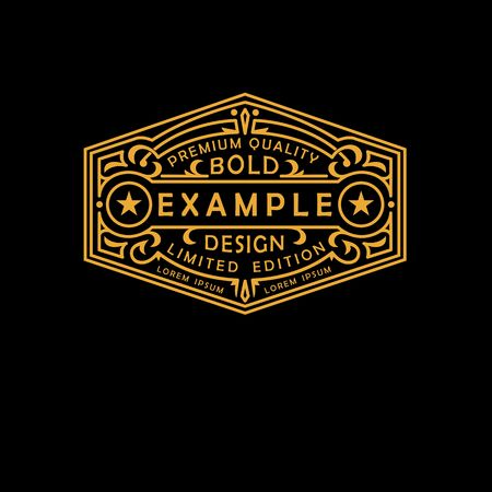 Modern emblem, badge, label, monogram template. Luxury elegant frame ornament line logo design vector illustration. Art Nouveau styleのイラスト素材