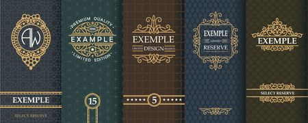 Exquisite set of design templates for label and package of whiskey.のイラスト素材