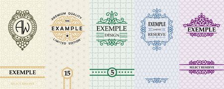 Exquisite set of design templates for label and package of Whiskey, wine, rum, liqueurs, vodkaの写真素材