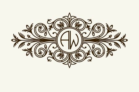 Stylish graceful monogram , Elegant line art  design in Victorian styleの写真素材