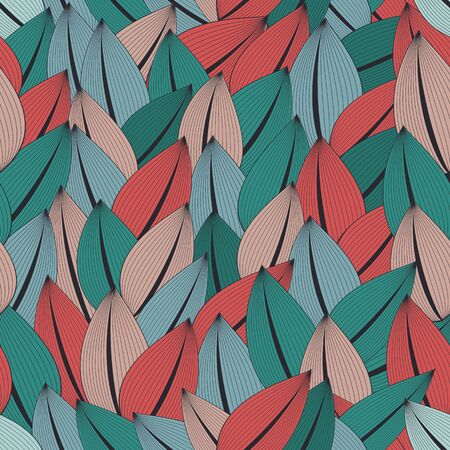 Abstract colorful leaves seamless pattern in trendy palette.のイラスト素材