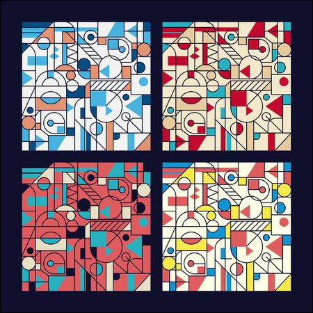 Retro geometric abstract Seamless background design. Modern pattern. Set.のイラスト素材