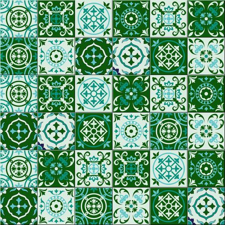 Gorgeous seamless pattern of Moroccan, Portuguese tiles.のイラスト素材