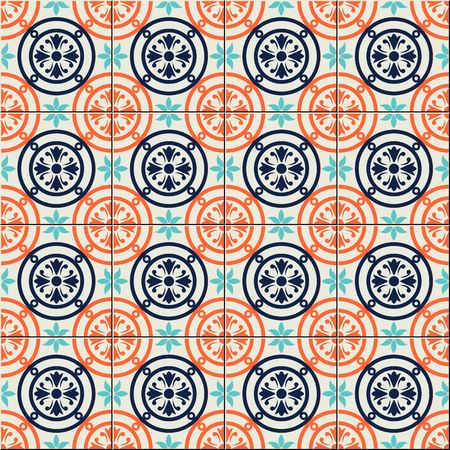 Gorgeous seamless pattern Moroccan, Portuguese tiles, Azulejo, ornaments. Can be used for wallpaper, pattern fills, web page background,surface textures.のイラスト素材