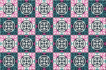 Gorgeous seamless pattern Moroccan, Portuguese tiles, Azulejo, ornaments. Can be used for wallpaper, pattern fills, web page background,surface texturesのイラスト素材