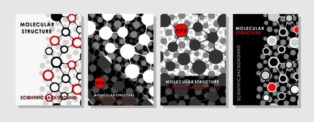 Modern vector template for brochure, leaflet, flyer, cover, magazine or annual report. Molecular layout A4 size. Business, science, technology design book layout. Scientific background presentationのイラスト素材