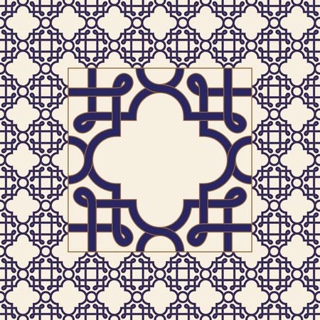 Gorgeous seamless pattern from tiles and border. Moroccan, Portuguese, Mexican, Arabic, Azulejo ornaments. Can be used for wallpaper, pattern fills, web page background,surface texturesのイラスト素材
