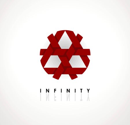 Abstract ball of interwoven stripes, mebius loop. Creative symbol of infinity, development, constancy and stability. Logotype conceptのイラスト素材