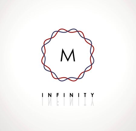 Minimalistic template for creating monograms, emblems, logos. The circle is made of thin, wavy linesのイラスト素材